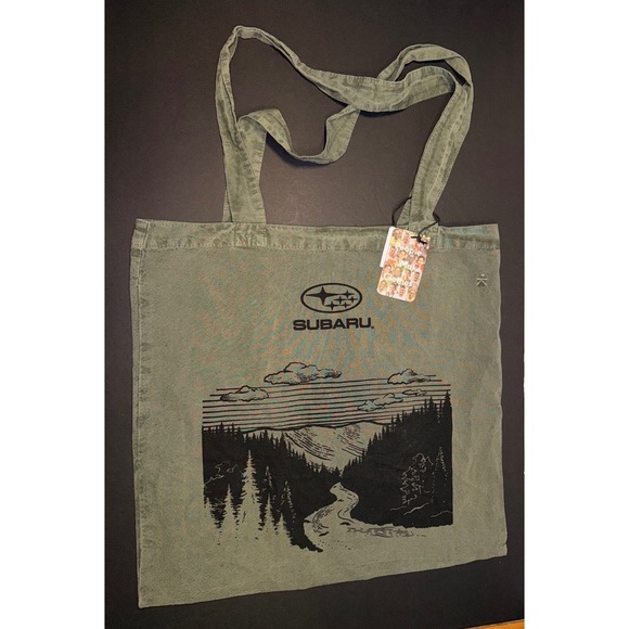 Known Supply Handbags - Subaru‎ Known Supply Pigment Dyed Tote Bag Sage Green Nature Graphic NWT